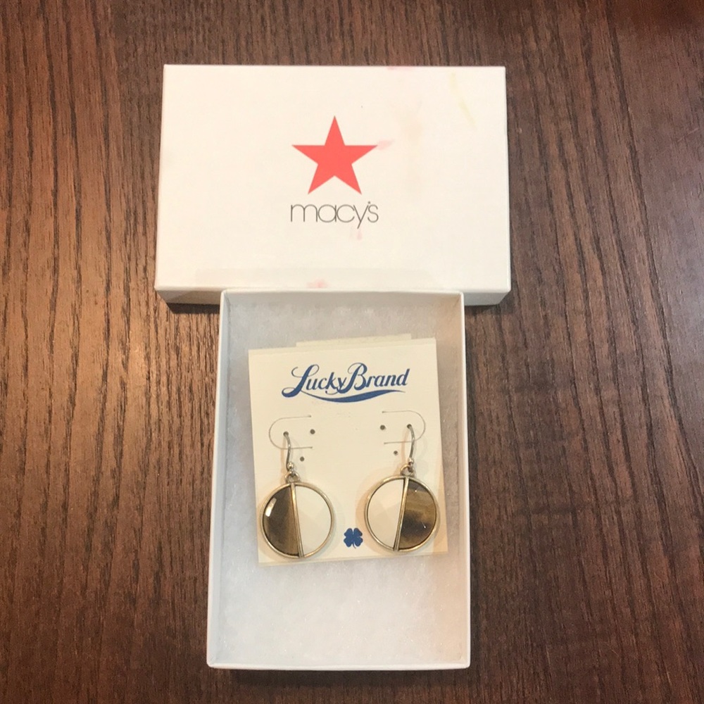 Lucky Brand Tiger’s Eye and Cream Earrings